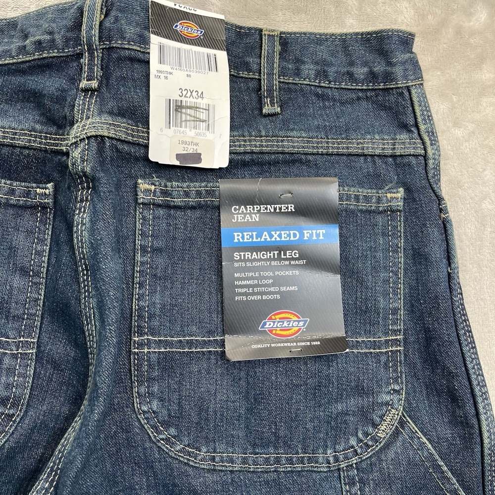 Dickies‎ Jeans Men's 32x34 Relaxed Fit Carpenter Denim Straight Leg